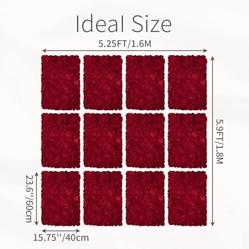 Artificial Flower Wall Panel: 24 x 16 Inch, Red, Set of 12 in 24 x 16 Inch in Red, alternate view 3