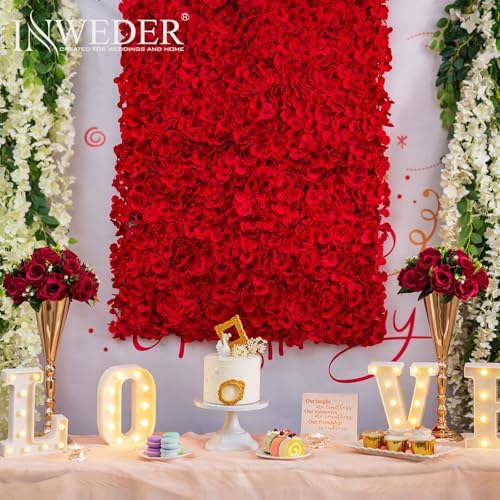Artificial Flower Wall Panel: 24 x 16 Inch, Red, Set of 12 in 24 x 16 Inch in Red, alternate view 4
