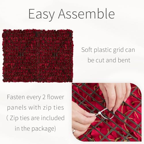 Artificial Flower Wall Panel: 24 x 16 Inch, Red, Set of 12 in 24 x 16 Inch in Red, alternate view 7