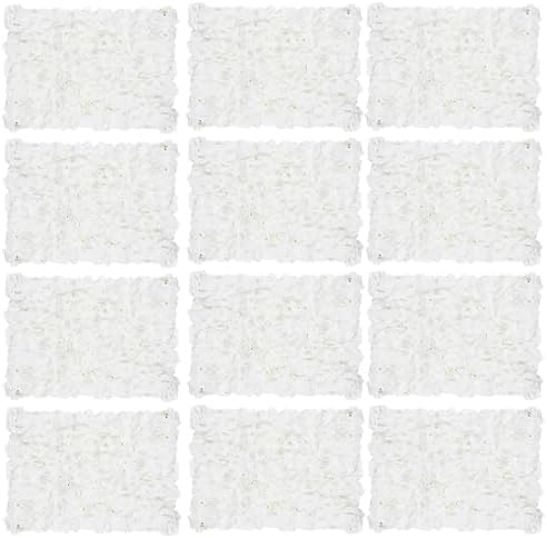 Artificial Flower Wall Panel: 24 x 16 Inch, White, Set of 12 in 24 x 16 Inch in White