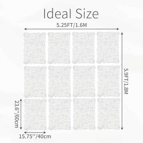 Artificial Flower Wall Panel: 24 x 16 Inch, White, Set of 12 in 24 x 16 Inch in White, alternate view 3