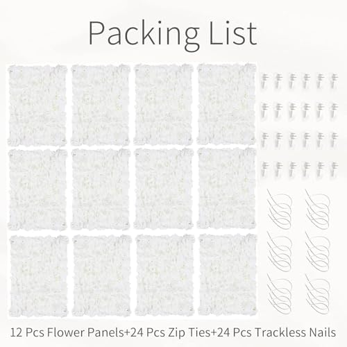 Artificial Flower Wall Panel: 24 x 16 Inch, White, Set of 12 in 24 x 16 Inch in White, alternate view 7