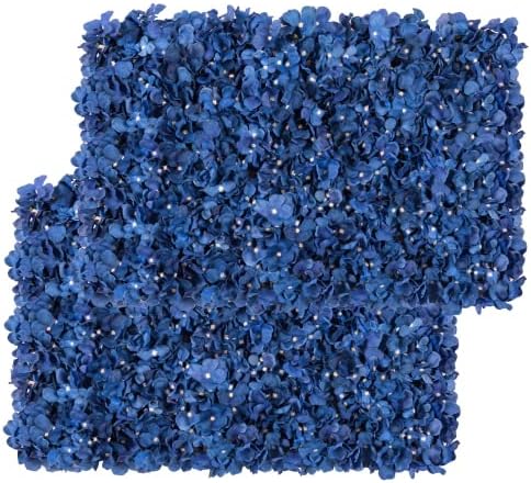 Artificial Flower Wall Panel 4 Pcs Silk Floral Backdrop Blue