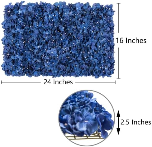 Artificial Flower Wall Panel 4 Pcs Silk Floral Backdrop Blue, alternate view 3