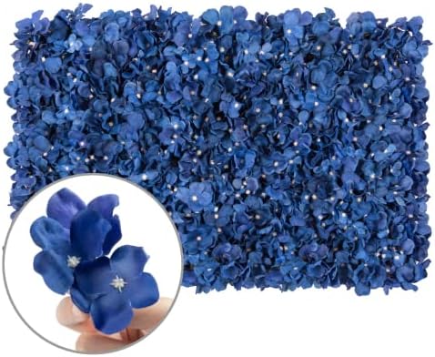 Artificial Flower Wall Panel 4 Pcs Silk Floral Backdrop Blue, alternate view 6