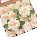 Artificial Flowers 16pcs 4" Blooming Peonies Real Looking Foam Fake Peony with Stems for DIY Wedding Bouquets