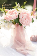 Artificial Flowers 16pcs 4" Blush Blooming Peonies Real Looking Foam Fake Peony with Stems for DIY Wedding, alternate view 4