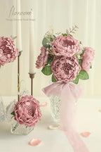 Artificial Flowers 16pcs 4" Dusty Rose Blooming Peonies Real Looking Foam Fake Peony with Stems for DIY Wedding, alternate