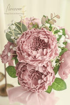 Artificial Flowers 16pcs 4" Dusty Rose Blooming Peonies Real Looking Foam Fake Peony with Stems for DIY Wedding, alternate