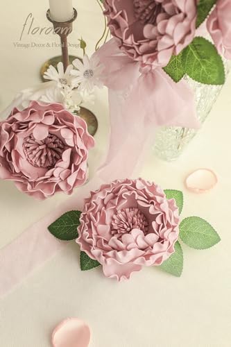Artificial Flowers 16pcs 4" Dusty Rose Blooming Peonies Real Looking Foam Fake Peony with Stems for DIY Wedding, alternate