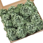 Artificial Flowers 16pcs 4" Elf Green Blooming Peonies Real Looking Foam Fake Peony with Stems for DIY Wedding