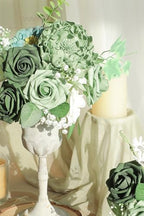 Artificial Flowers 16pcs 4" Elf Green Blooming Peonies Real Looking Foam Fake Peony with Stems for DIY Wedding, alternate