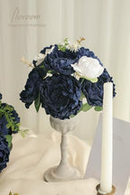 Artificial Flowers 16pcs 4" Navy Blue Blooming Peonies Real Looking Foam Fake Peony with Stems for DIY Wedding, alternate