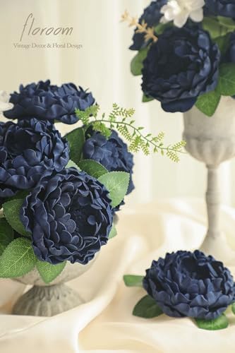 Artificial Flowers 16pcs 4" Navy Blue Blooming Peonies Real Looking Foam Fake Peony with Stems for DIY Wedding, alternate