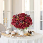 Artificial Flowers 2 Bundles Burgundy Fake Roses Silk Bouquets in Burgundy, alternate view 2