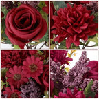 Artificial Flowers 2 Bundles Burgundy Fake Roses Silk Bouquets in Burgundy, alternate view 4