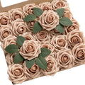 Artificial Flowers 25Pcs Almond Roses Decor w/Stems in Br-almond