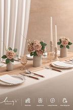 Artificial Flowers 25Pcs Almond Roses Decor w/Stems in Br-almond, alternate view 2
