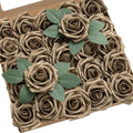 Artificial Flowers 25Pcs Cappuccino Roses Decor w/Stems in Br-cappuccino