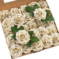 Artificial Flowers 25Pcs Champagne Gold Roses Decor w/Stems in Gld- Champagne Gold Rose