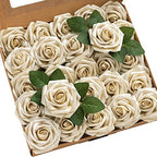Artificial Flowers 25Pcs Champagne Gold Roses Decor w/Stems in Gld- Champagne Gold Rose