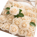 Artificial Flowers 25Pcs Cream Roses Decor w/Stems in Wht- Cream