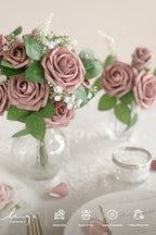 Artificial Flowers 25Pcs Dusty Rose Roses Decor w/Stems in Pk- Dusty Rose, alternate view 5