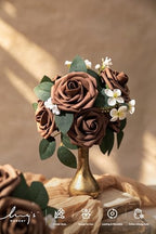 Artificial Flowers 25Pcs Earth Brown Roses Decor w/Stems in Br-earth Brown, alternate view 4