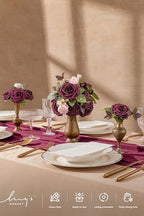 Artificial Flowers 25Pcs Marsala Roses Decor w/Stems in Rd-marsala, alternate view 2
