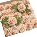 Artificial Flowers 25Pcs Nude Roses Decor w/Stems in Br-nude