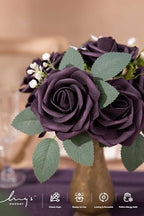Artificial Flowers 25Pcs Plum Lily Roses Decor w/Stems in Pr-plum Lily, alternate view 3