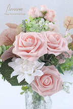 Artificial Flowers 25pcs Real Looking Blush Foam Fake Roses with Stems for DIY Wedding Bouquets Bridal Shower, alternate view