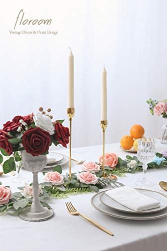 Artificial Flowers 25pcs Real Looking Blush Foam Fake Roses with Stems for DIY Wedding Bouquets Bridal Shower, alternate view