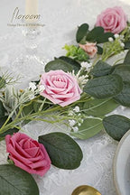 Artificial Flowers 25pcs Real Looking Blush Pink Ombre Colors Foam Fake Roses with Stems for DIY Wedding, alternate view 5