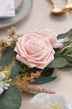 Artificial Flowers 25pcs Real Looking Blush Shades Foam Fake Roses with Stems for DIY Wedding Bouquets Bridal, alternate view