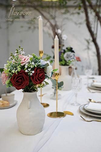 Artificial Flowers 25pcs Real Looking Burgundy Foam Fake Roses with Stems for DIY Wedding Bouquets Red Bridal, alternate view