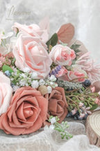 Artificial Flowers 25pcs Real Looking Dusty Pinky Cedar Foam Fake Roses with Stems for DIY Wedding Bouquets, alternate view 6