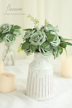 Artificial Flowers 25pcs Real Looking Elf Green Foam Fake Roses with Stems for DIY Wedding Bouquets Bridal, alternate view 3