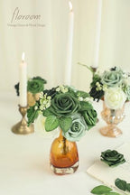 Artificial Flowers 25pcs Real Looking Elf Green Foam Fake Roses with Stems for DIY Wedding Bouquets Bridal, alternate view 5