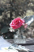Artificial Flowers 25pcs Real Looking Fuchsia Foam Fake Roses with Stems for DIY Wedding Bouquets Bridal Shower, alternate