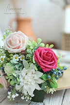 Artificial Flowers 25pcs Real Looking Fuchsia Foam Fake Roses with Stems for DIY Wedding Bouquets Bridal Shower, alternate
