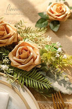 Artificial Flowers 25pcs Real Looking Gold Foam Fake Roses with Stems for DIY Wedding Bouquets Bridal Shower, alternate view