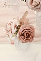 Artificial Flowers 25pcs Real Looking Morandi Peach Ombre Colors Foam Fake Roses with Stems for DIY Wedding, alternate view 4