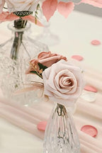 Artificial Flowers 25pcs Real Looking Morandi Peach Ombre Colors Foam Fake Roses with Stems for DIY Wedding, alternate view 5