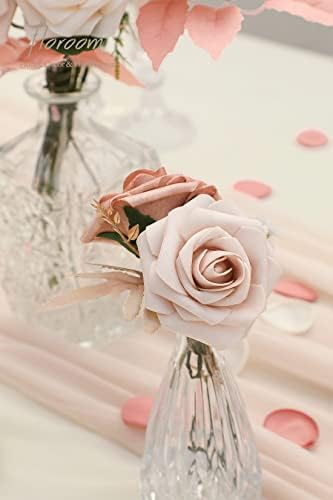 Artificial Flowers 25pcs Real Looking Morandi Peach Ombre Colors Foam Fake Roses with Stems for DIY Wedding, alternate view 5