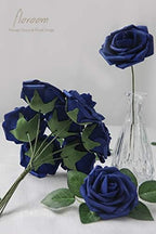 Artificial Flowers 25pcs Real Looking Royal Blue Foam Fake Roses with Stems for DIY Table Centerpieces Party, alternate view