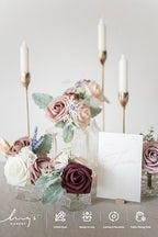 Artificial Flowers 50Pcs Dusty Rose Roses Decor w/Stems in Pk- Dusty Rose, alternate view 3