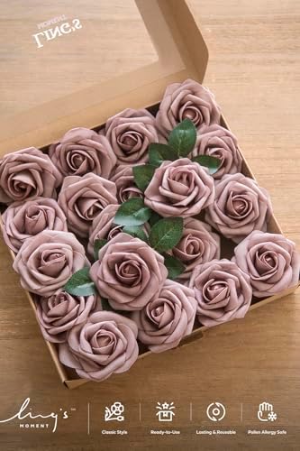 Artificial Flowers 50Pcs Dusty Rose Roses Decor w/Stems in Pk- Dusty Rose, alternate view 5