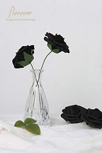 Artificial Flowers 50pcs Real Looking Black Foam Fake Roses with Stems for DIY Wedding Bouquets Centerpieces, alternate view