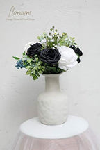 Artificial Flowers 50pcs Real Looking Black Foam Fake Roses with Stems for DIY Wedding Bouquets Centerpieces, alternate view